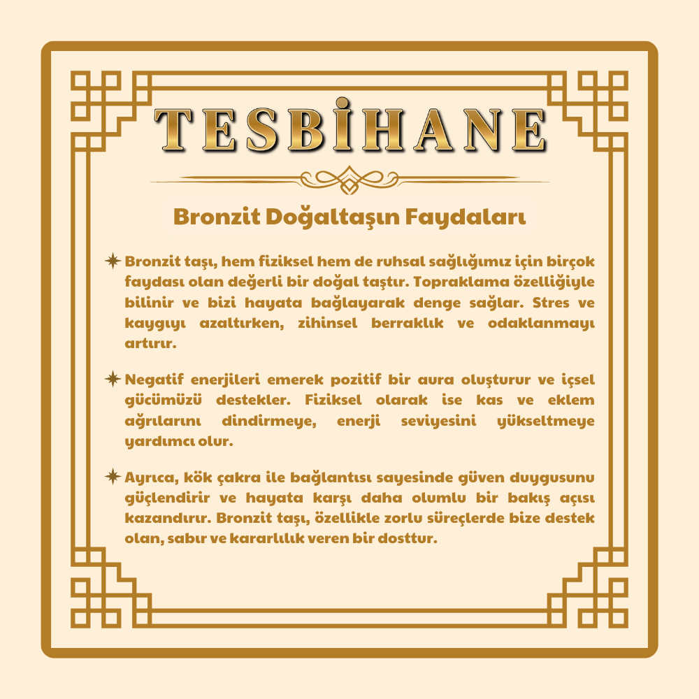 Bileklik Kolye Tesbih 3 ü 1 Arada 99 Taneli Çok Amaçlı Bronzit Doğaltaş Aksesuar - 11