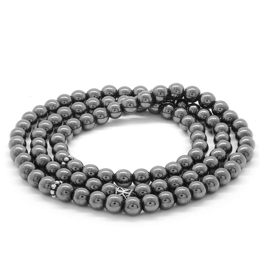 Bileklik Kolye Tesbih 3 ü 1 Arada 99 Taneli Çok Amaçlı Hematit Doğaltaş Aksesuar - 3