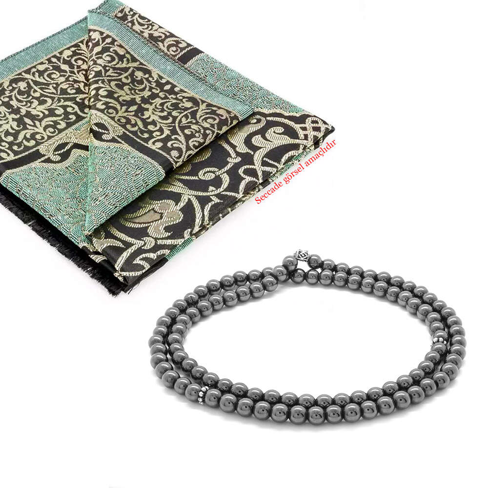 Bileklik Kolye Tesbih 3 ü 1 Arada 99 Taneli Çok Amaçlı Hematit Doğaltaş Aksesuar - 7