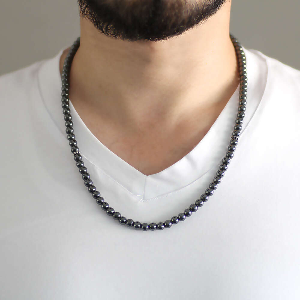 Bileklik Kolye Tesbih 3 ü 1 Arada 99 Taneli Çok Amaçlı Hematit Doğaltaş Aksesuar - 5