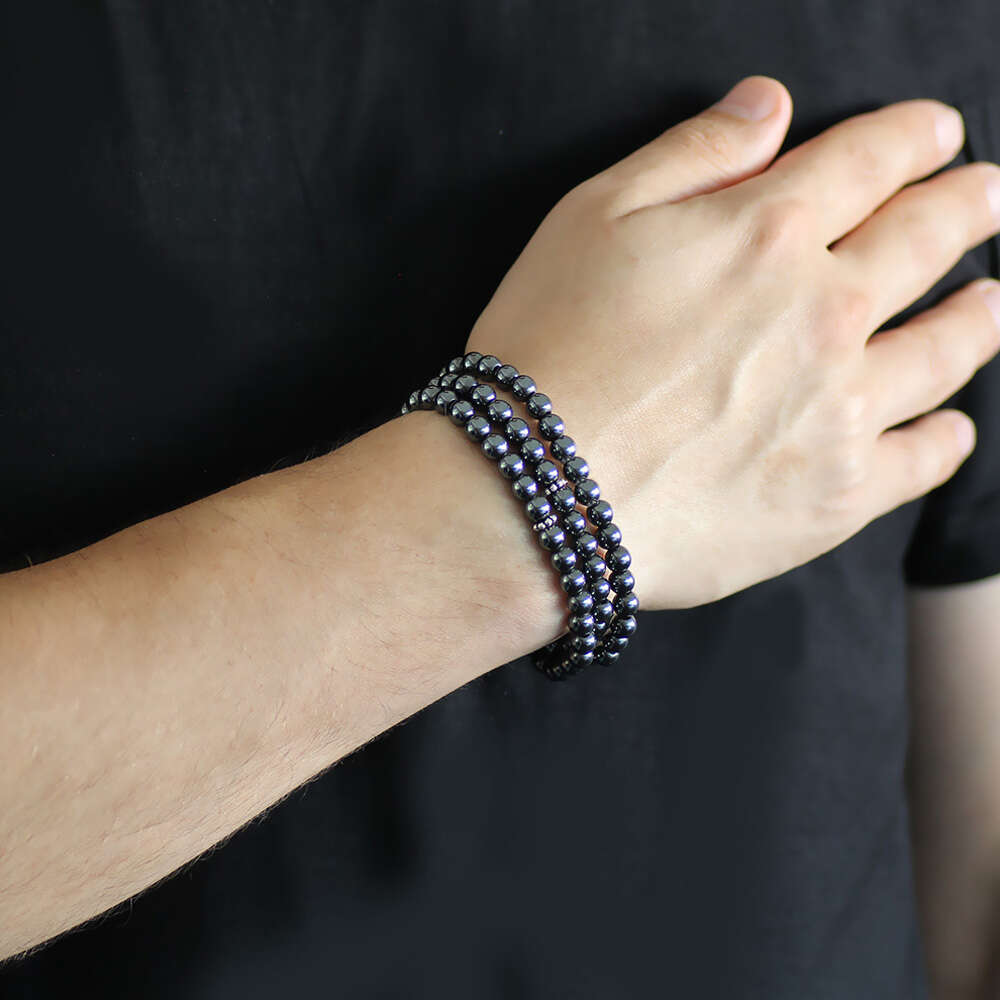 Bileklik Kolye Tesbih 3 ü 1 Arada 99 Taneli Çok Amaçlı Hematit Doğaltaş Aksesuar - 2