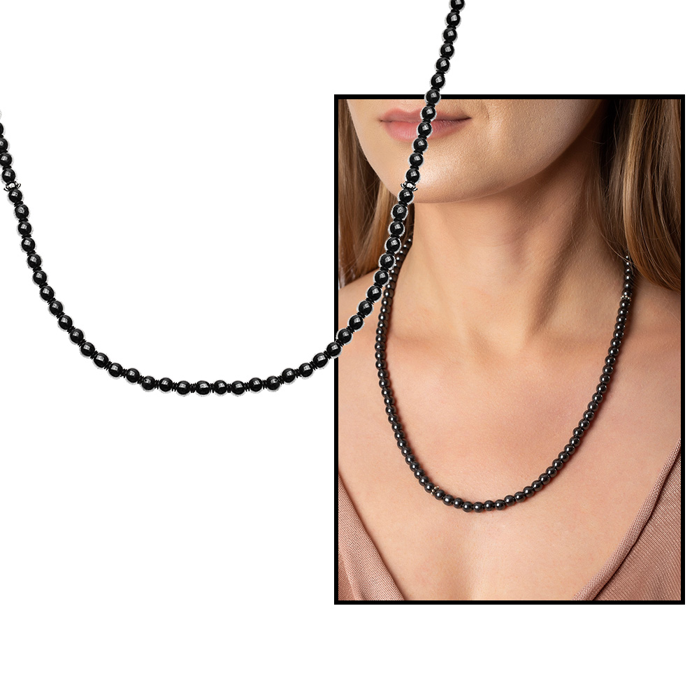 Bileklik Kolye Tesbih 3 ü 1 Arada 99 Taneli Çok Amaçlı Hematit Doğaltaş Takı - 4