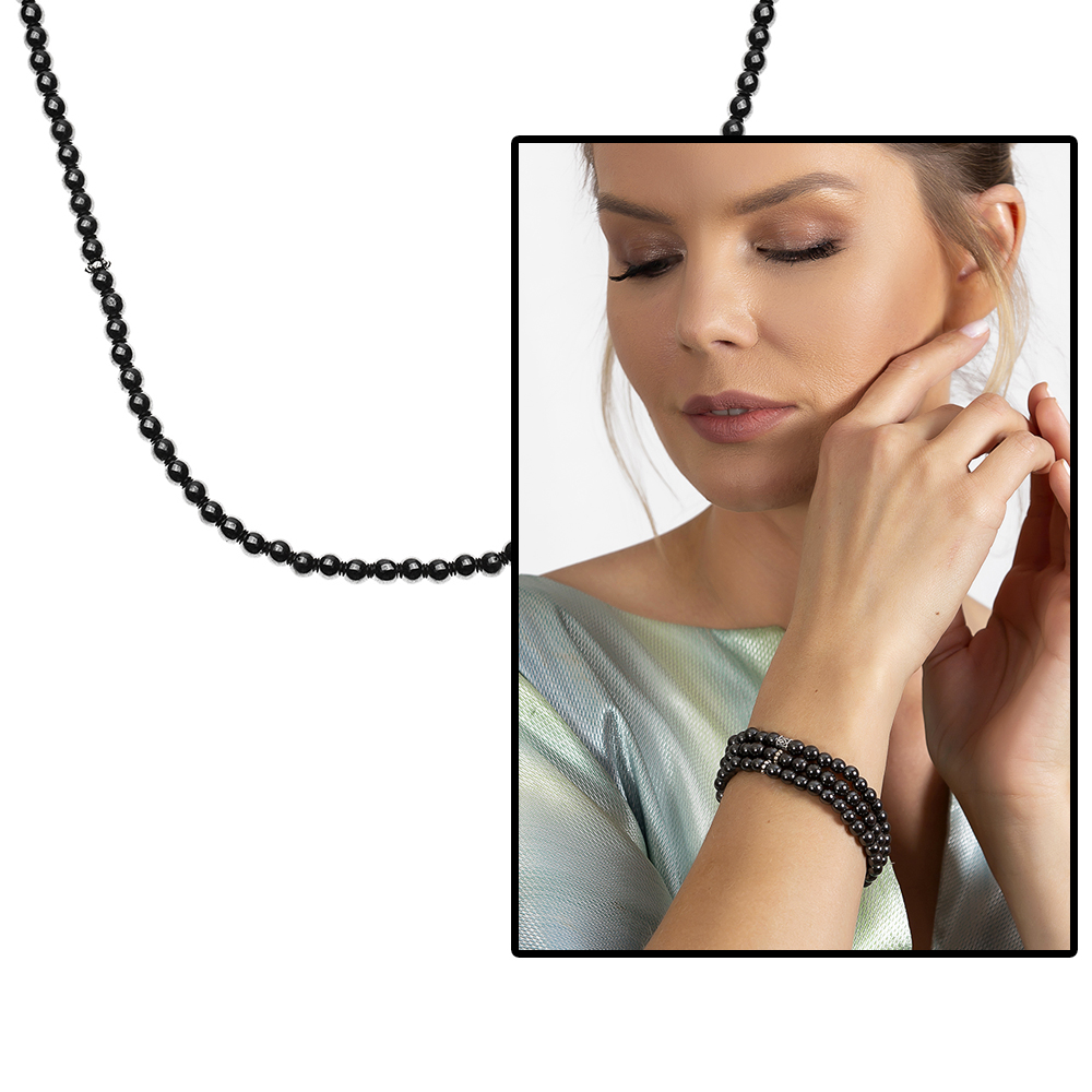 Bileklik Kolye Tesbih 3 ü 1 Arada 99 Taneli Çok Amaçlı Hematit Doğaltaş Takı - 1