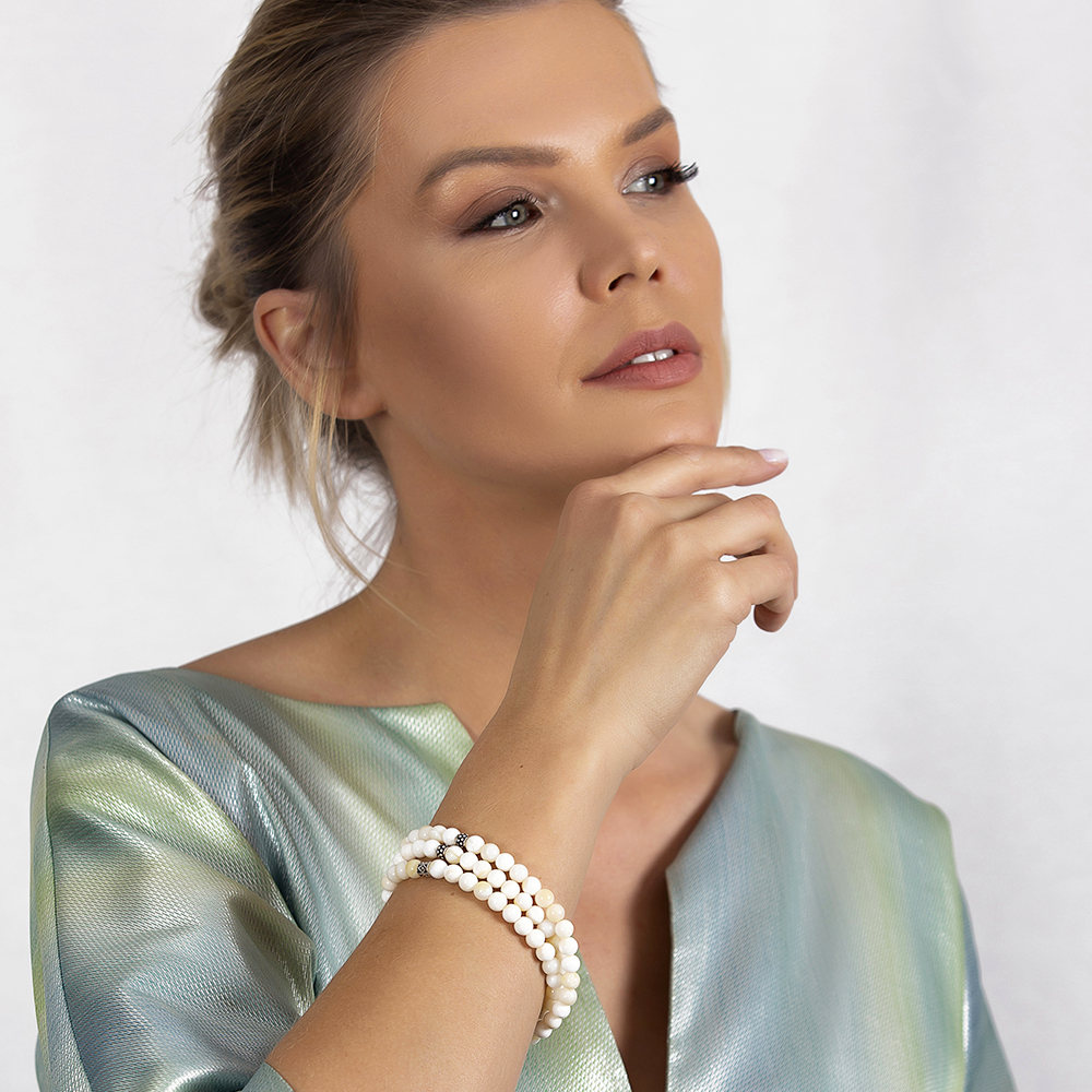 Bileklik Kolye Tesbih 3 ü 1 Arada 99 Taneli Çok Amaçlı Sedef Doğaltaş Aksesuar - 2