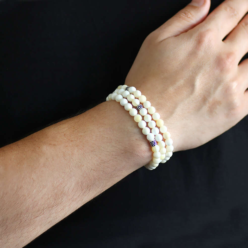 Bileklik Kolye Tesbih 3 ü 1 Arada 99 Taneli Çok Amaçlı Sedef Doğaltaş Takı - 2