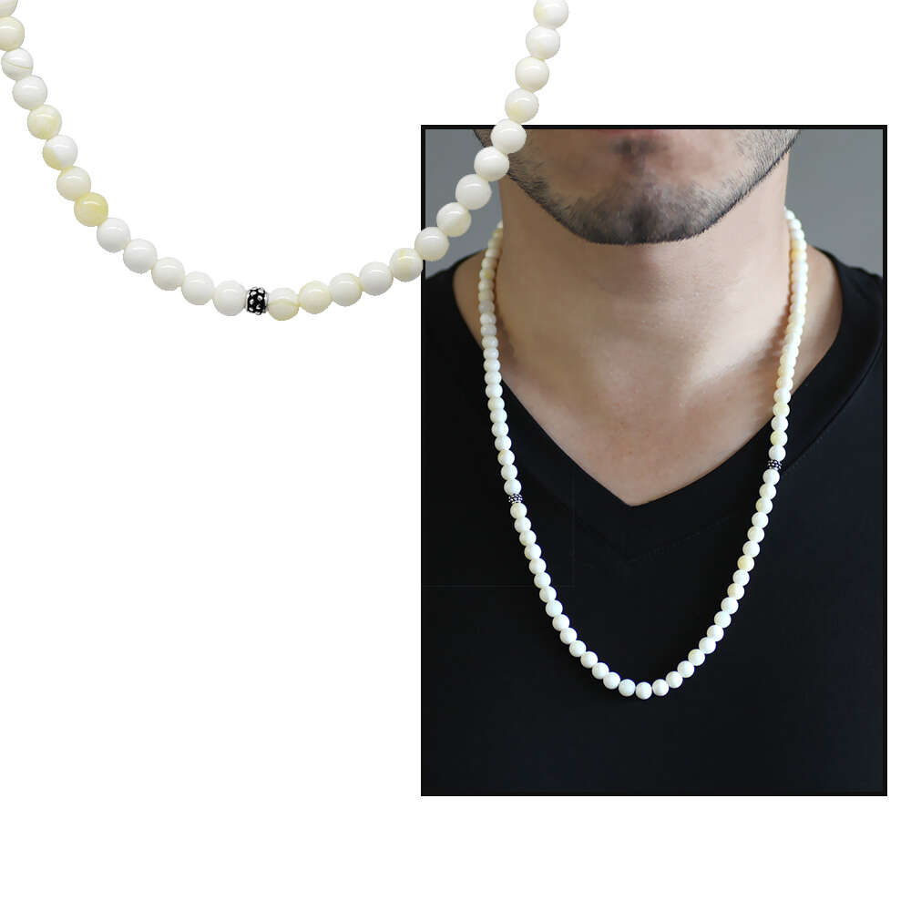 Bileklik Kolye Tesbih 3 ü 1 Arada 99 Taneli Çok Amaçlı Sedef Doğaltaş Takı - 4