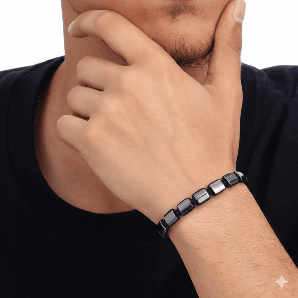 Makrome Örgü Hematit Doğaltaş Bileklik - 2