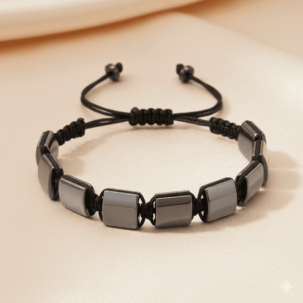 Makrome Örgü Hematit Doğaltaş Bileklik - 3