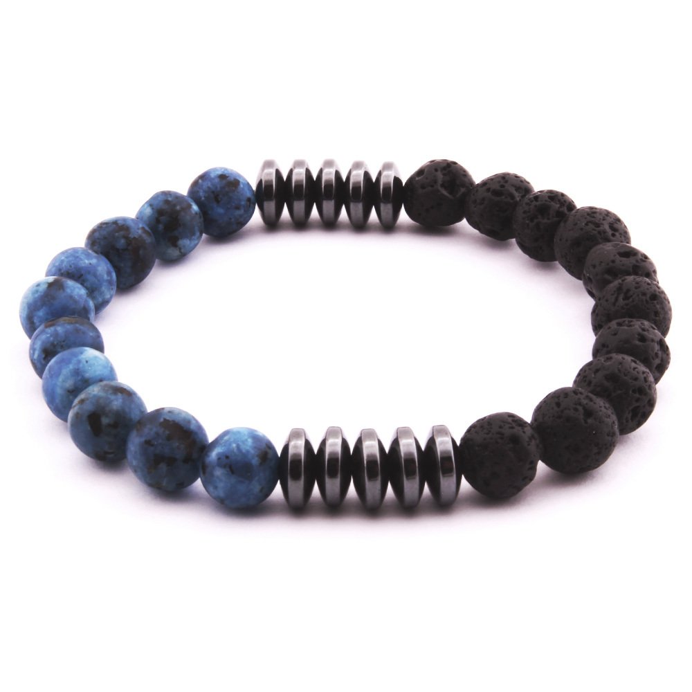 Küre Kesim Hematit-Lapis-Lav Doğaltaş Bileklik - 4