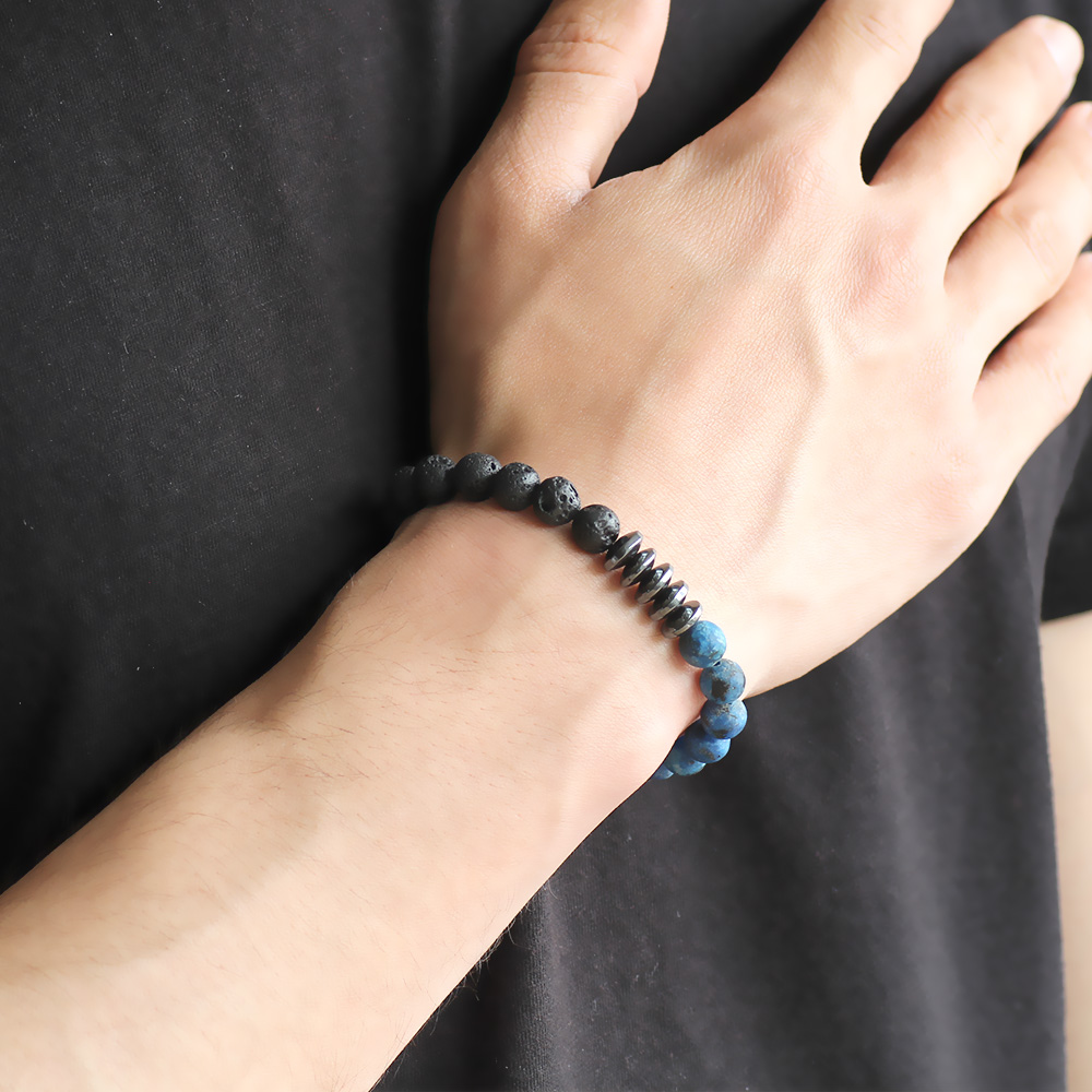 Küre Kesim Hematit-Lapis-Lav Doğaltaş Bileklik - 2