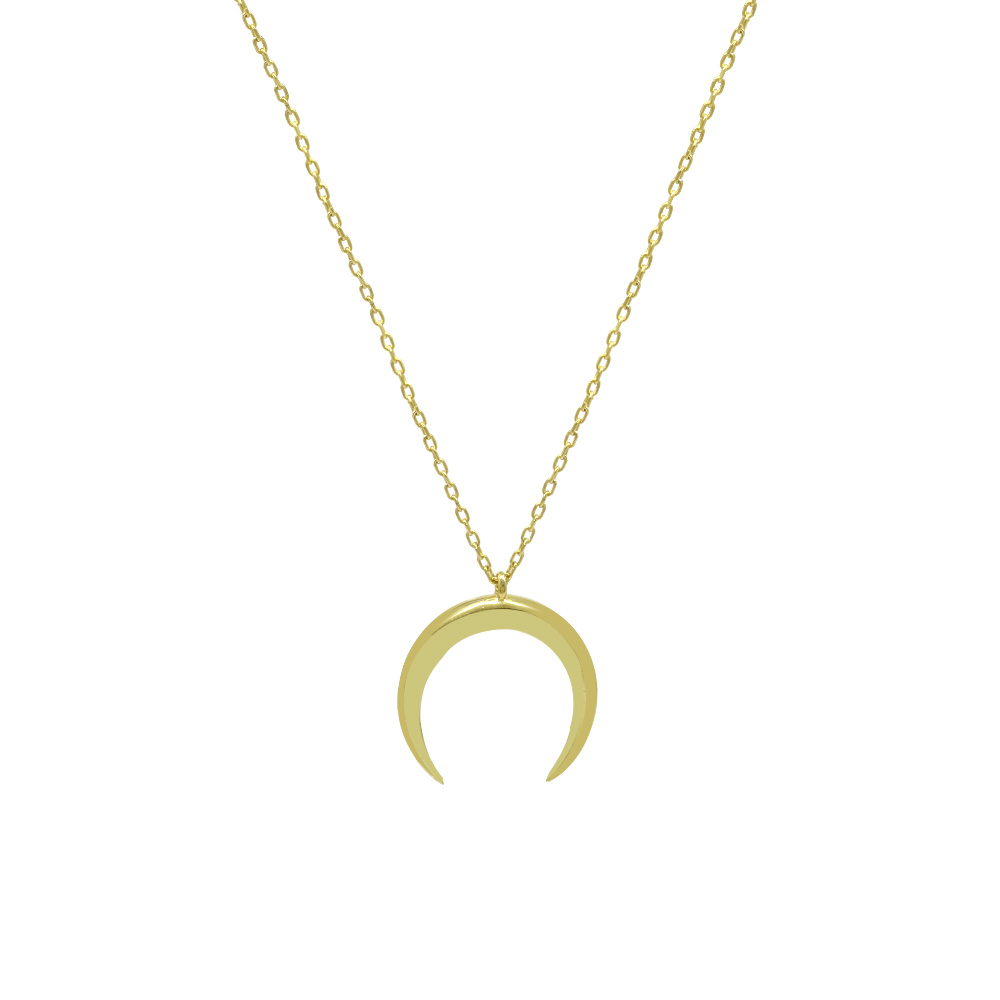 Hilal Tasarım Altın Renk 925 Ayar Gümüş Kadın Kolye - 3