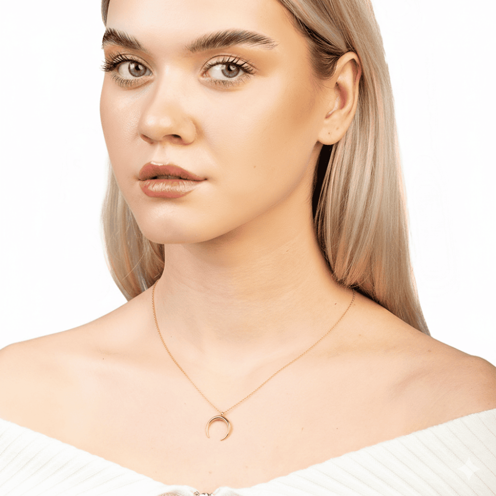 Hilal Tasarım Altın Renk 925 Ayar Gümüş Kadın Kolye - 2