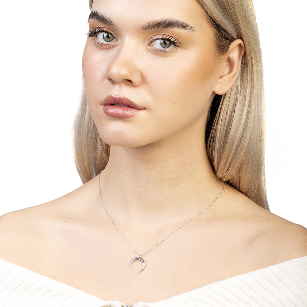 Hilal Tasarım Gümüş Renk 925 Ayar Gümüş Kadın Kolye - 3