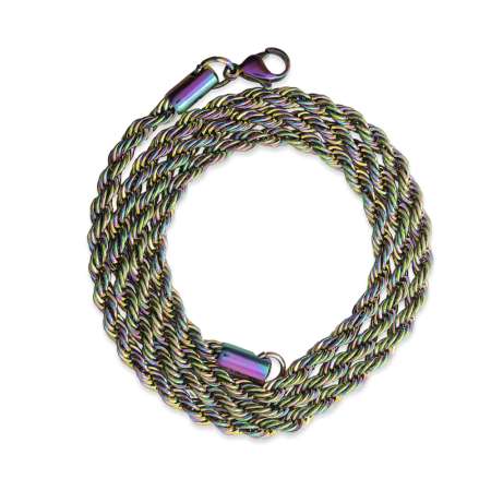 Buz Mavi İnce Tasarım Çelik Kadın Burma Zincir Kolye - Tesbihane