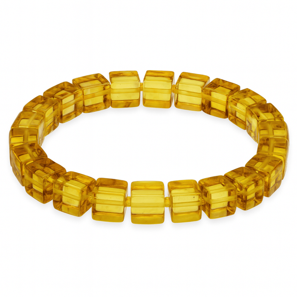 Ihlamur Rengi Küp Kesim Doğal Damla Kehribar Erkek Bileklik - 4