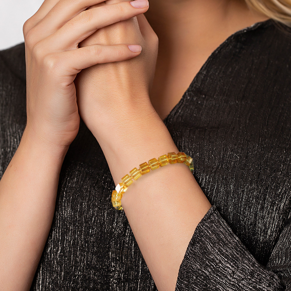 Ihlamur Rengi Küp Kesim Doğal Damla Kehribar Kadın Bileklik - 7