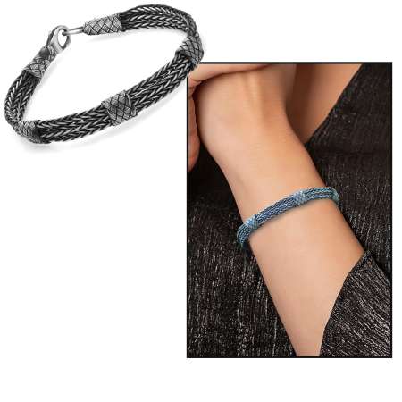 İlmek İlmek El Örgüsü Asil Çerkez Tasarım 1000 Ayar Gümüş Kazaz Kadın Bileklik - Tesbihane