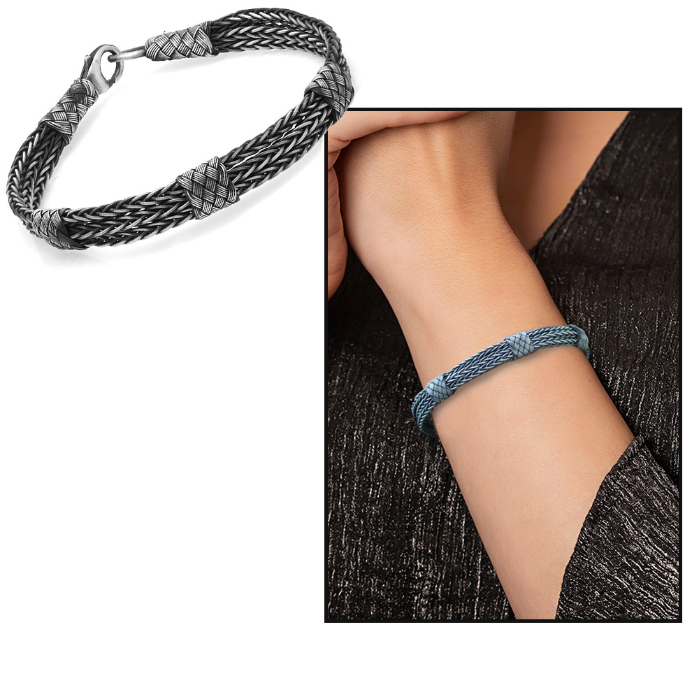 Titizlikle İşlenmiş El Örgüsü Asil Çerkez Tasarım 1000 Ayar Gümüş Kazaz Kadın Bileklik - 1