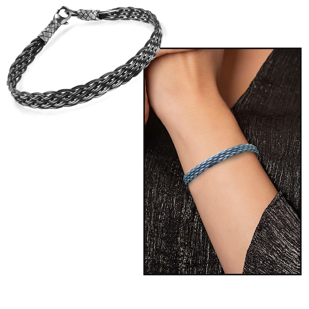 İlmek İlmek El Örgüsü Dört Sıra Geniş Tasarım Şık 1000 Ayar Gümüş Kazaz Kadın Bileklik - 1