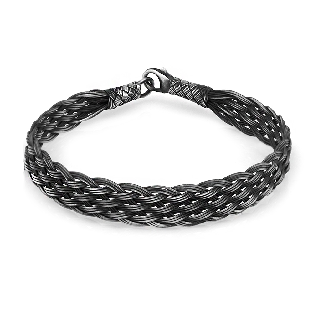 İlmek İlmek El Örgüsü Üç Sıralı Avangard 1000 Ayar Gümüş Kazaz Kadın Bileklik - 2