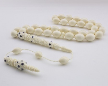 İmamesi Safir Taşlı Koleksiyonluk Fildişi Tesbih - Tesbihane