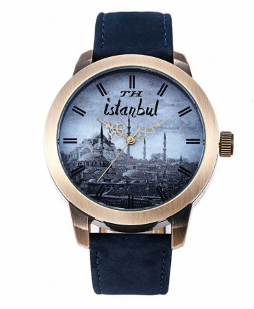 İstanbul Temalı Özel Tasarım Mavi TH Kol Saati - M2 - Tesbihane