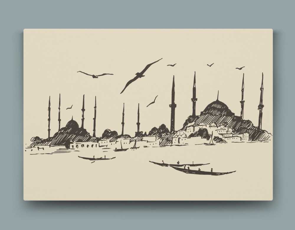 İstanbulda Martılar Temalı Kanvas Tablo - 2