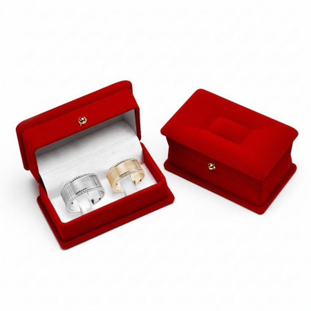 Kırmızı Renk Kadife Alyans Kutusu - Tesbihane