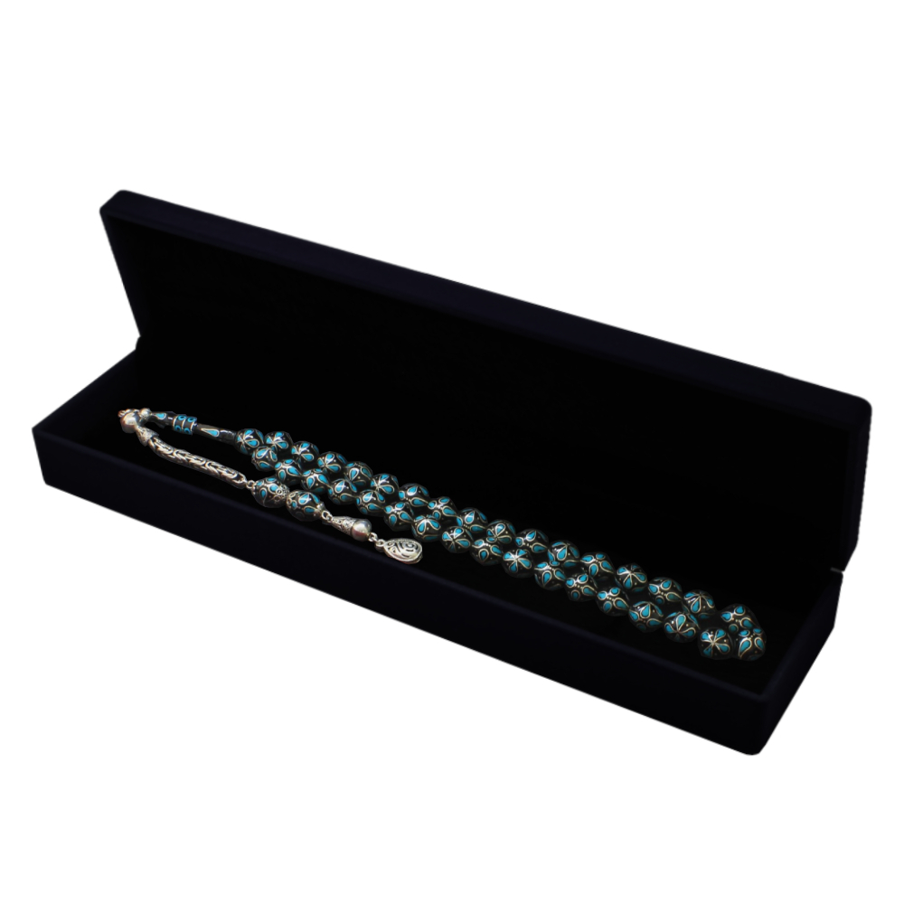 Kadife Kaplama Ahşap Tesbih Kutusu – Elegance Serisi - Siyah Renk - 3