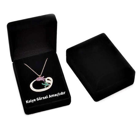 Siyah Renk Kadife Kolye Kutusu - Tesbihane