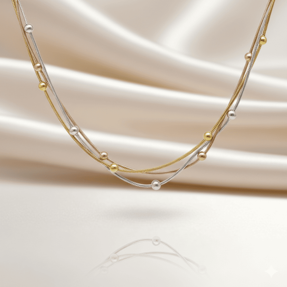 Kadın 3 lü Çelik Kolye - Toplu Snake Zincirli - Çok Renkli - 3