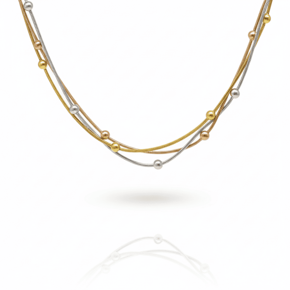 Kadın 3 lü Çelik Kolye - Toplu Snake Zincirli - Çok Renkli - 4