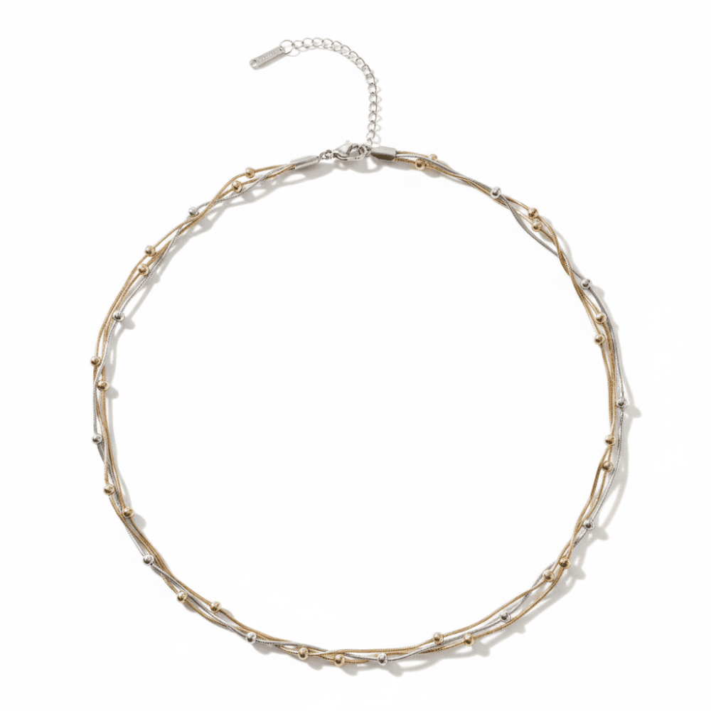 Kadın 3 lü Çelik Kolye - Toplu Snake Zincirli - Çok Renkli - 5