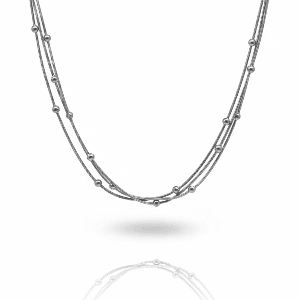 Kadın 3 lü Çelik Kolye - Toplu Snake Zincirli - Gümüş Renk - 4