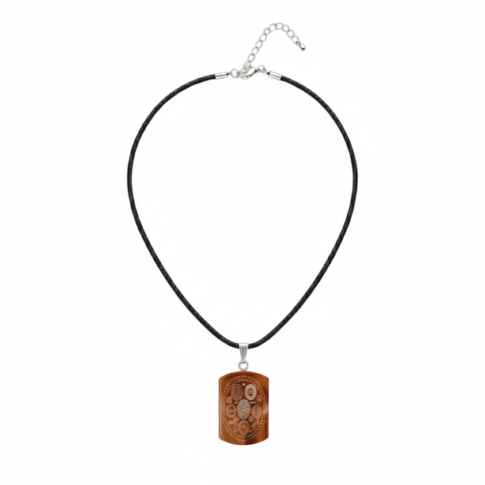 Kadın Akik Doğaltaş Cevşen Kolye - Celcelutiye Duası Yazılı - Dikdörtgen Tasarım - Kırmızı Renk - 3