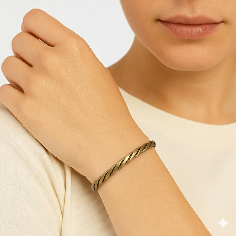 Kadın Bakır Bileklik - Otantik Burma Model - Ayarlanabilir Yapı - 2