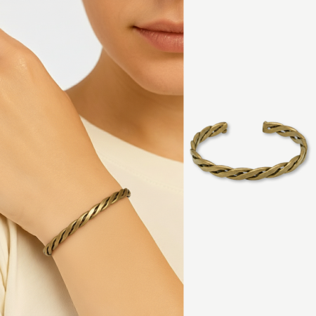 Kadın Bakır Bileklik - Otantik Burma Model - Ayarlanabilir Yapı - Tesbihane