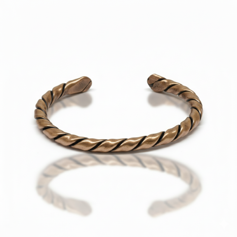 Kadın Bakır Bileklik - Otantik Oval Burma Tasarım - Ayarlanabilir Yapı - 4