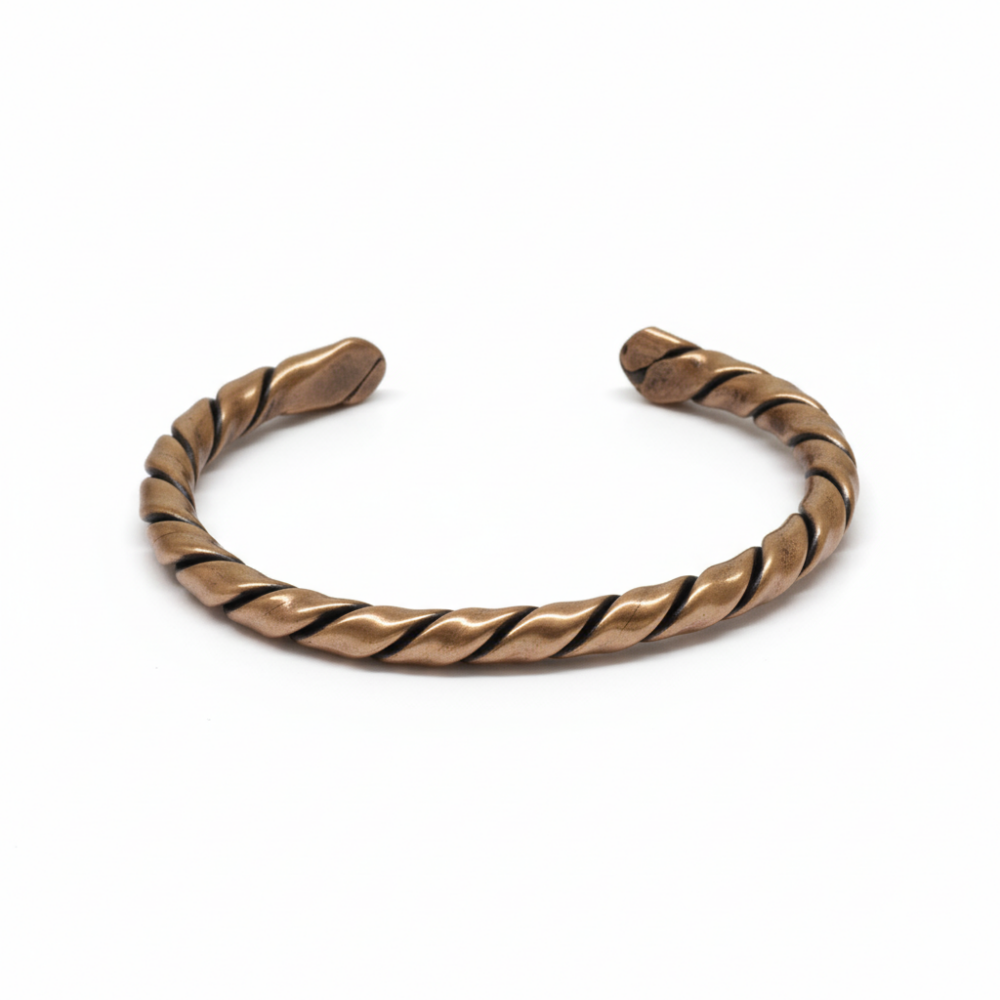 Kadın Bakır Bileklik - Otantik Oval Burma Tasarım - Ayarlanabilir Yapı - 5