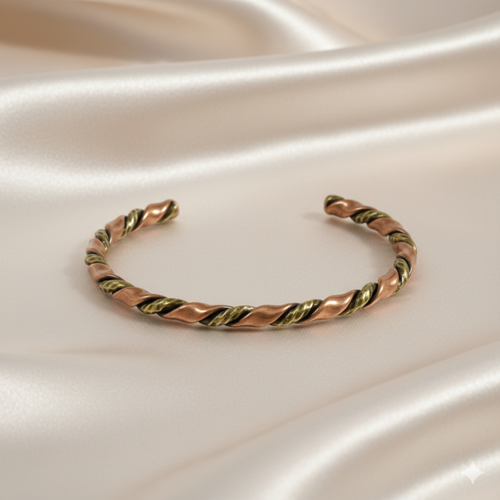 Kadın Bakır Pirinç Bileklik - Otantik Burma Tasarım - Ayarlanabilir Yapı - 3