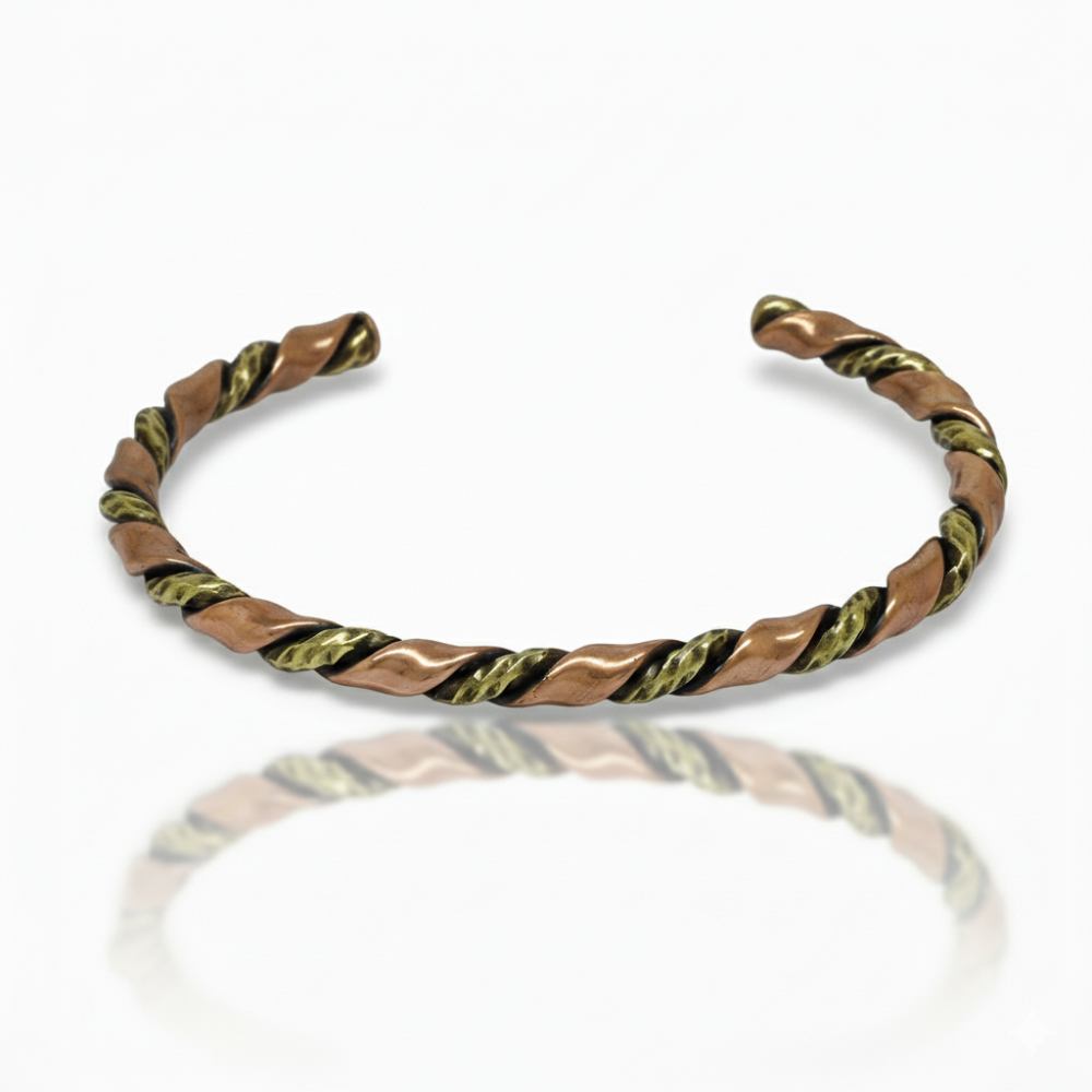 Kadın Bakır Pirinç Bileklik - Otantik Burma Tasarım - Ayarlanabilir Yapı - 4