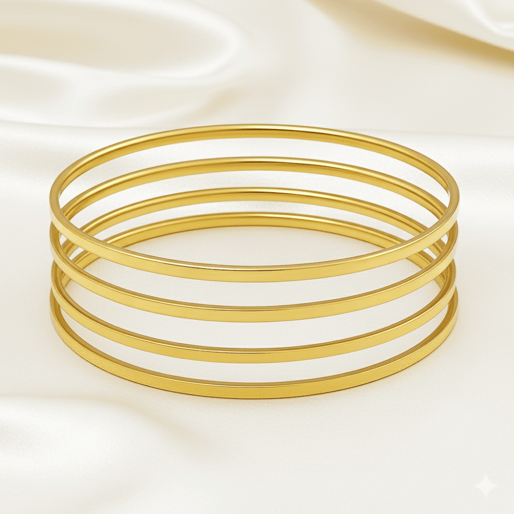 Kadın Çelik Ajda Bileklik - 4 lü Model - Altın Renk - 3