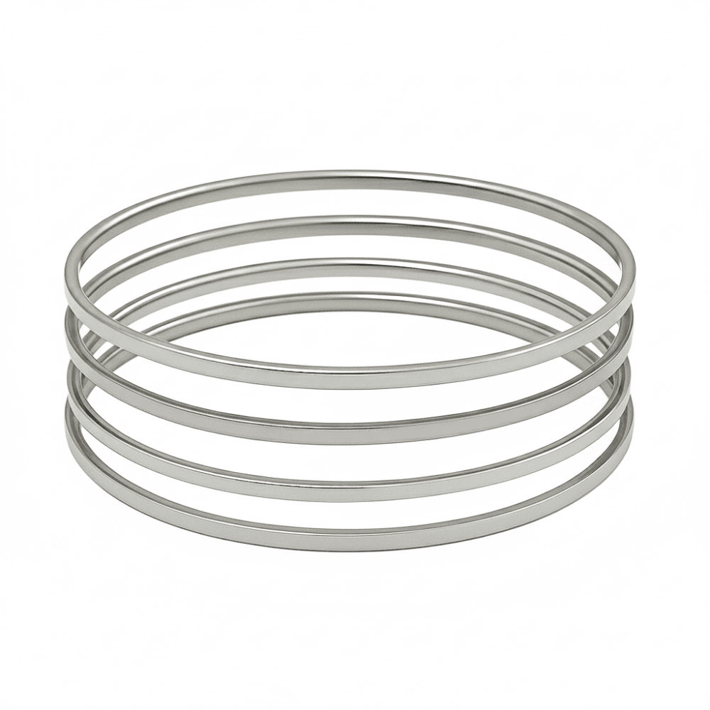 Kadın Çelik Ajda Bileklik - 4 lü Model - Gümüş Renk - 4