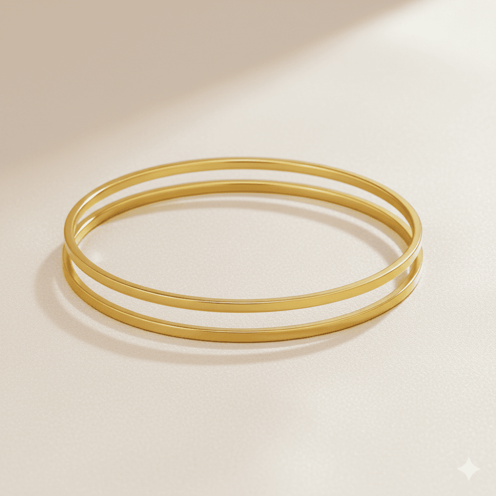 Kadın Çelik Ajda Bileklik - İkili Model - Altın Renk - 3