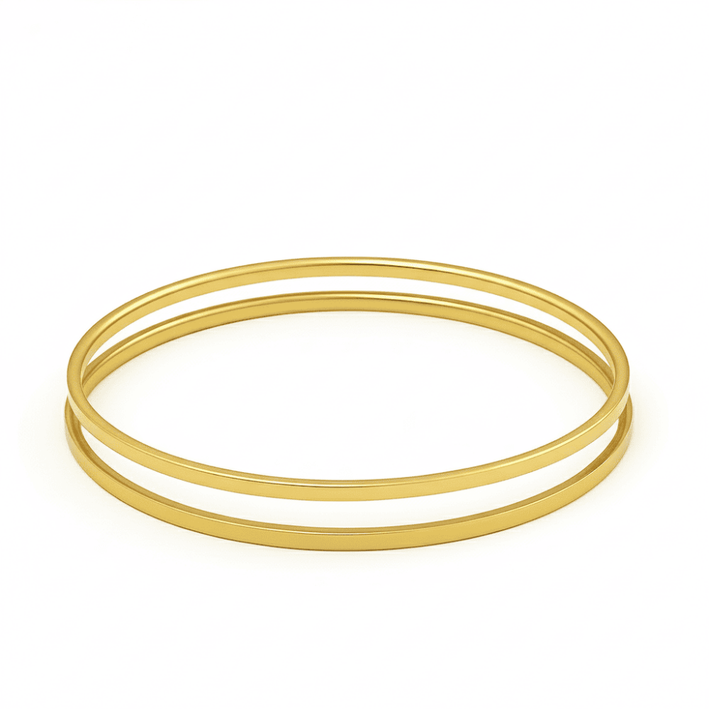 Kadın Çelik Ajda Bileklik - İkili Model - Altın Renk - 4