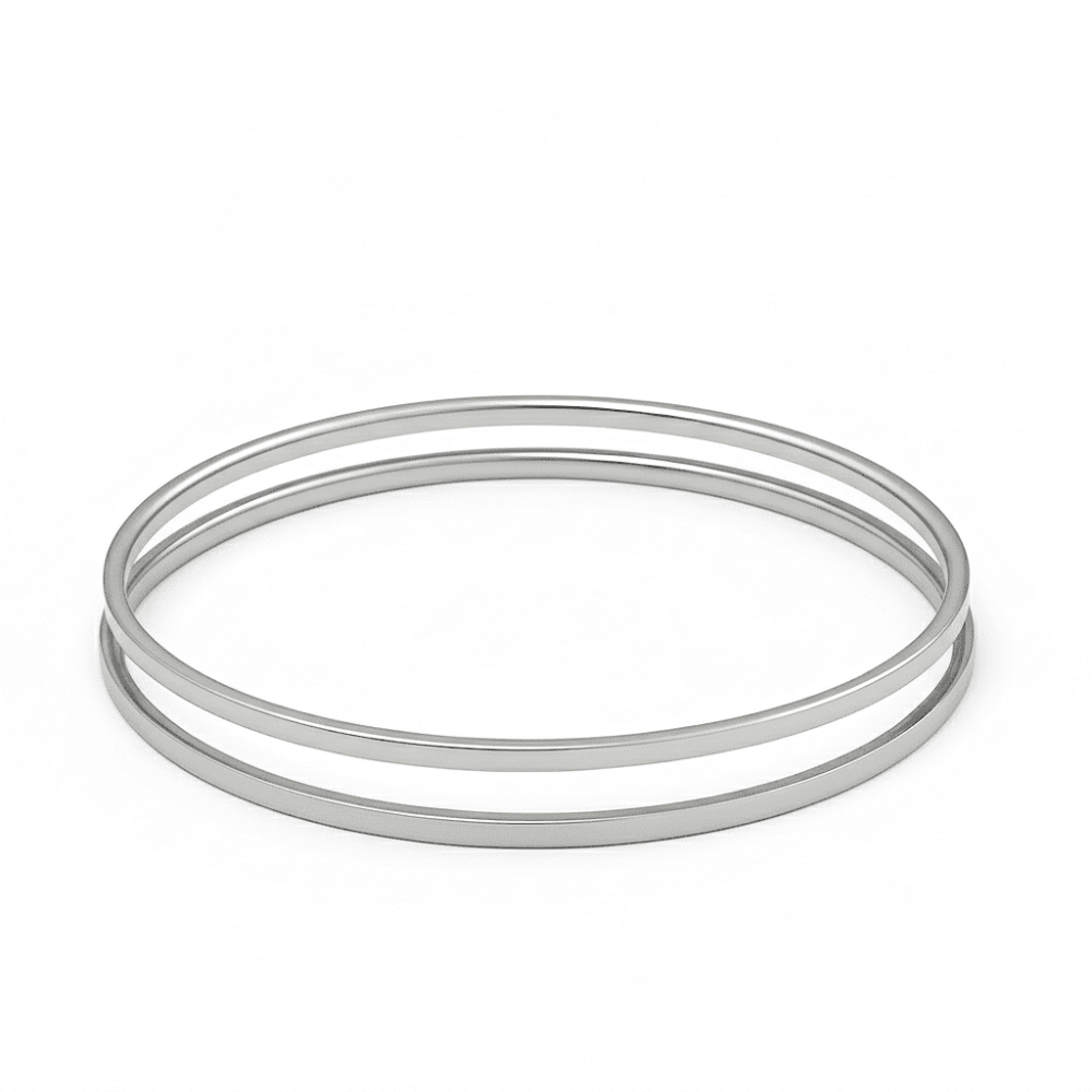 Kadın Çelik Ajda Bileklik - İkili Model - Gümüş Renk - 4