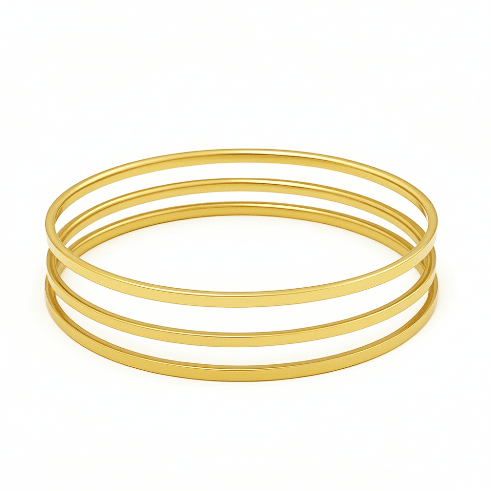 Kadın Çelik Ajda Bileklik - 3 lü Model - Altın Renk - 4