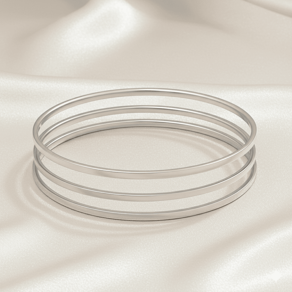 Kadın Çelik Ajda Bileklik - 3 lü Model - Gümüş Renk - 3