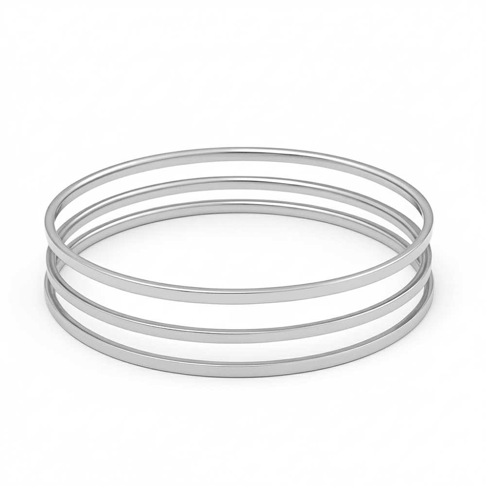 Kadın Çelik Ajda Bileklik - 3 lü Model - Gümüş Renk - 4