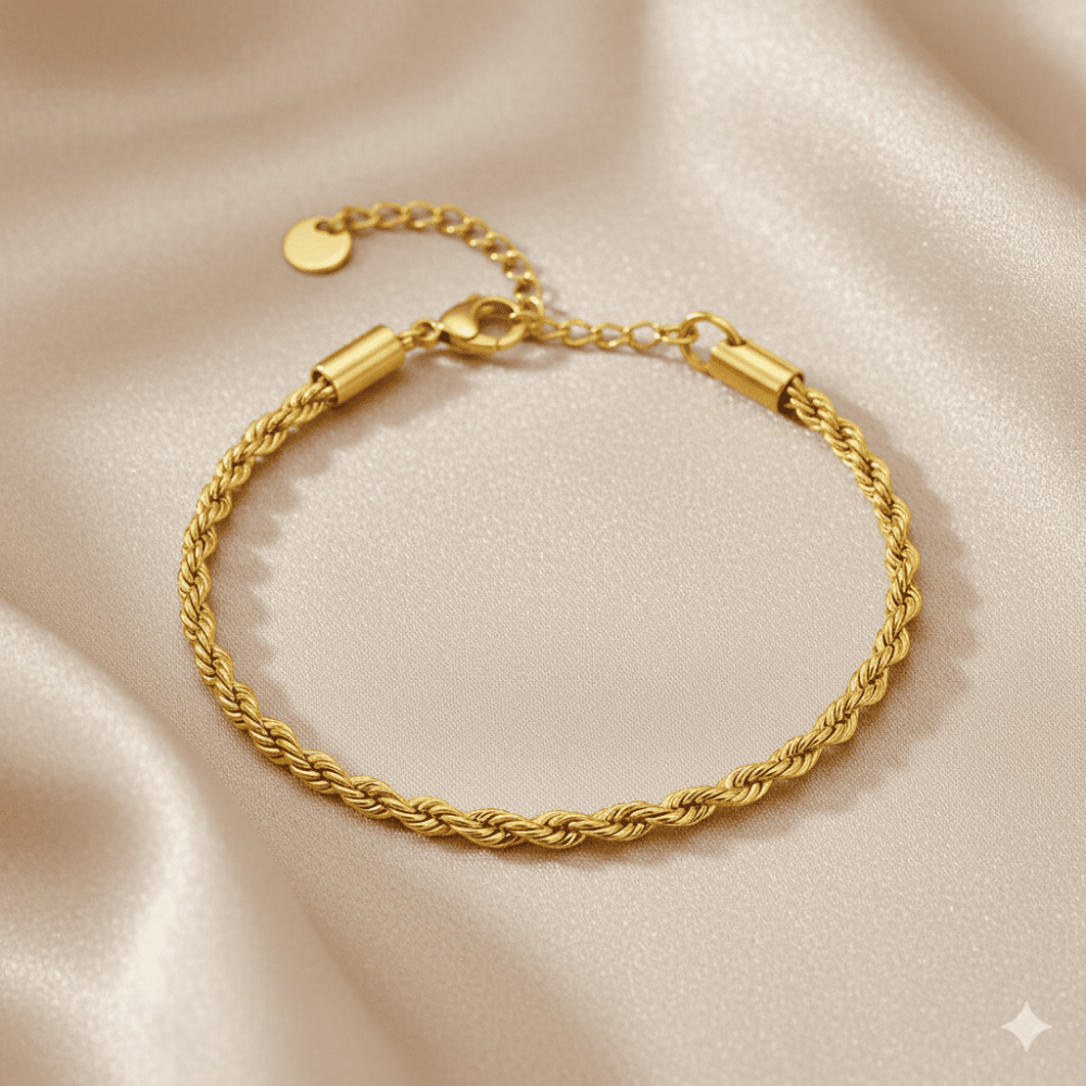 Kadın Çelik Bileklik - Burma Model - Altın Renk - 3